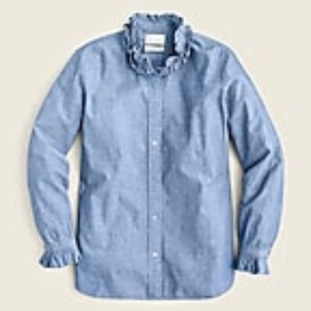 J.Crew Ruffleneck Chambray Shirt - Size 6